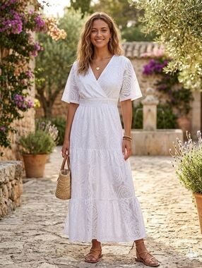 knee length dresses for ladies Lilly Pulitzer Ocean Printed Maxi Dress – White Chocolate Couture main image 0